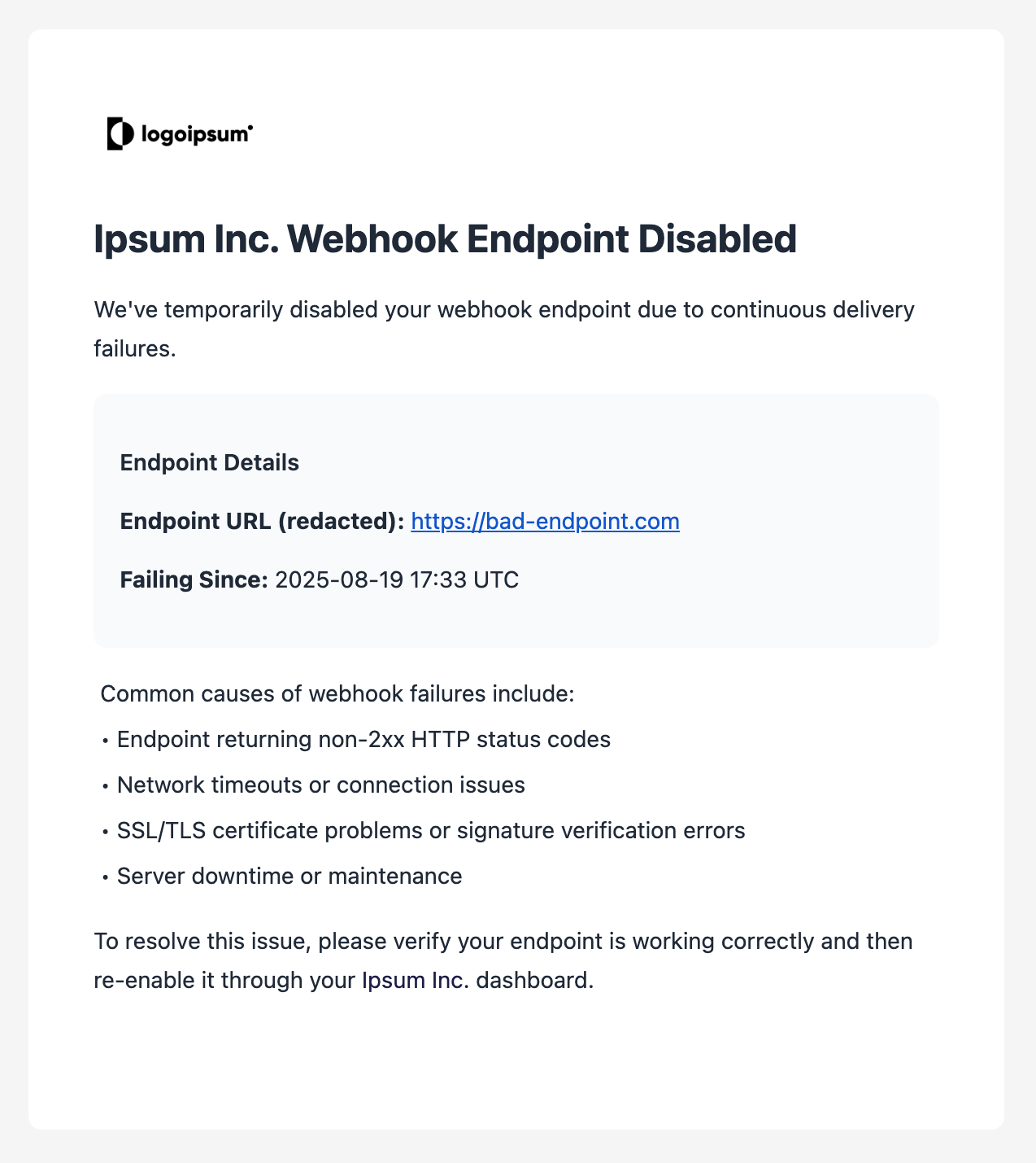 Email notifications example