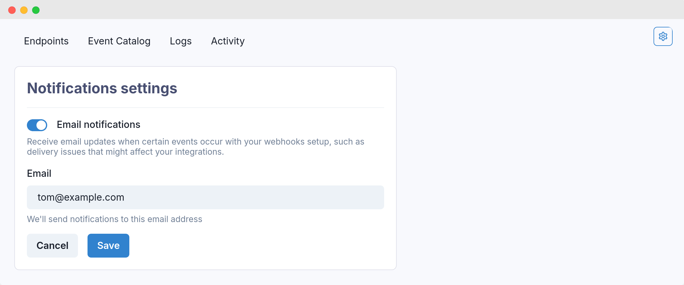 Operational email updating UI