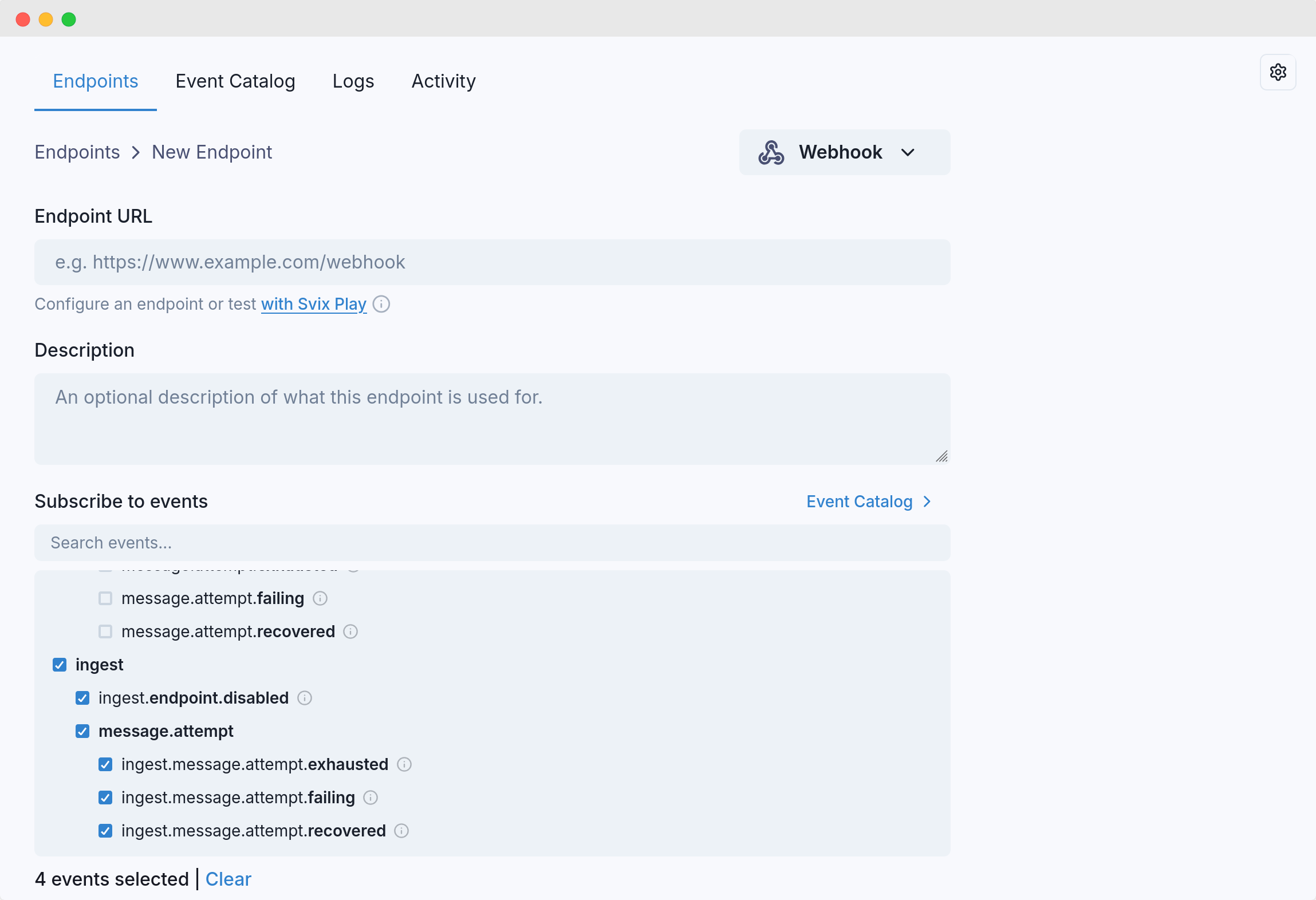 Ingest operational webhooks