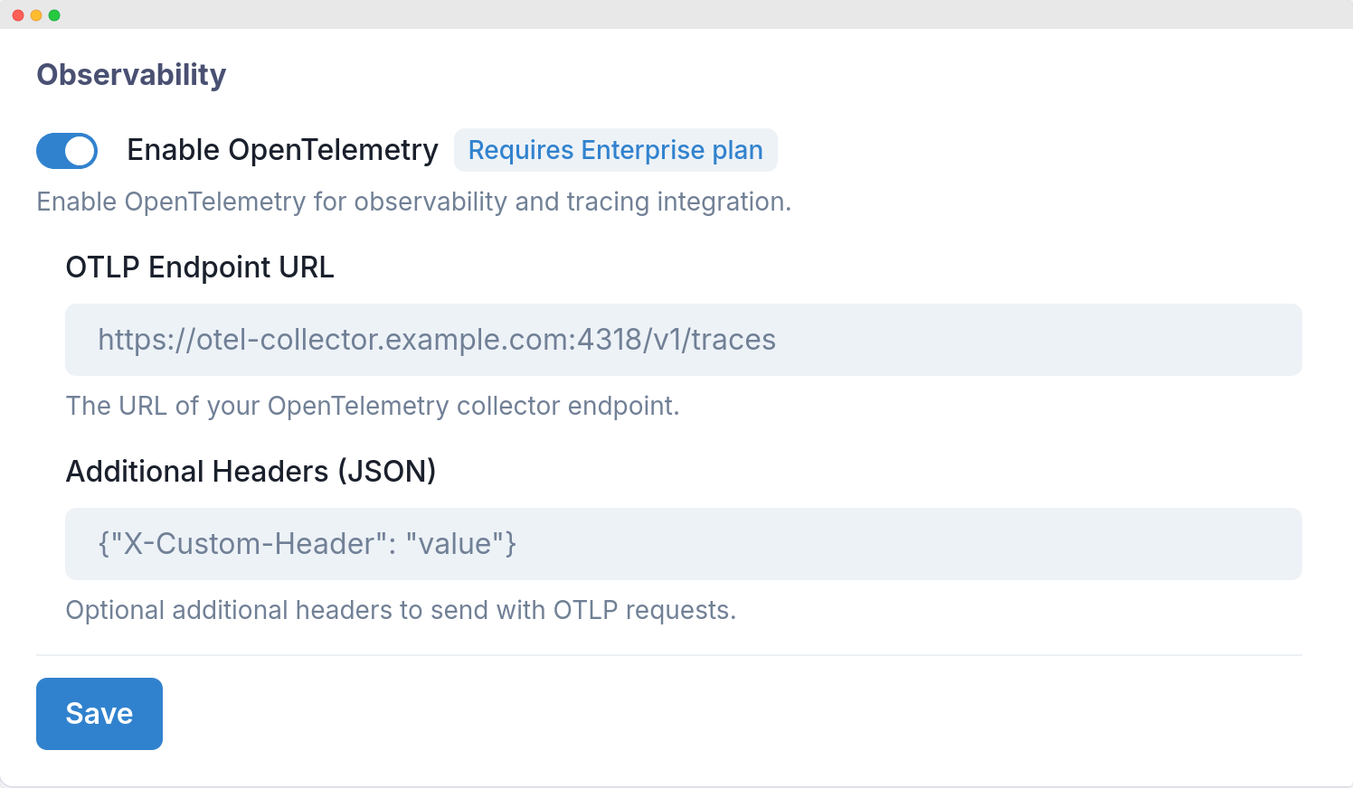 OpenTelemetry streaming