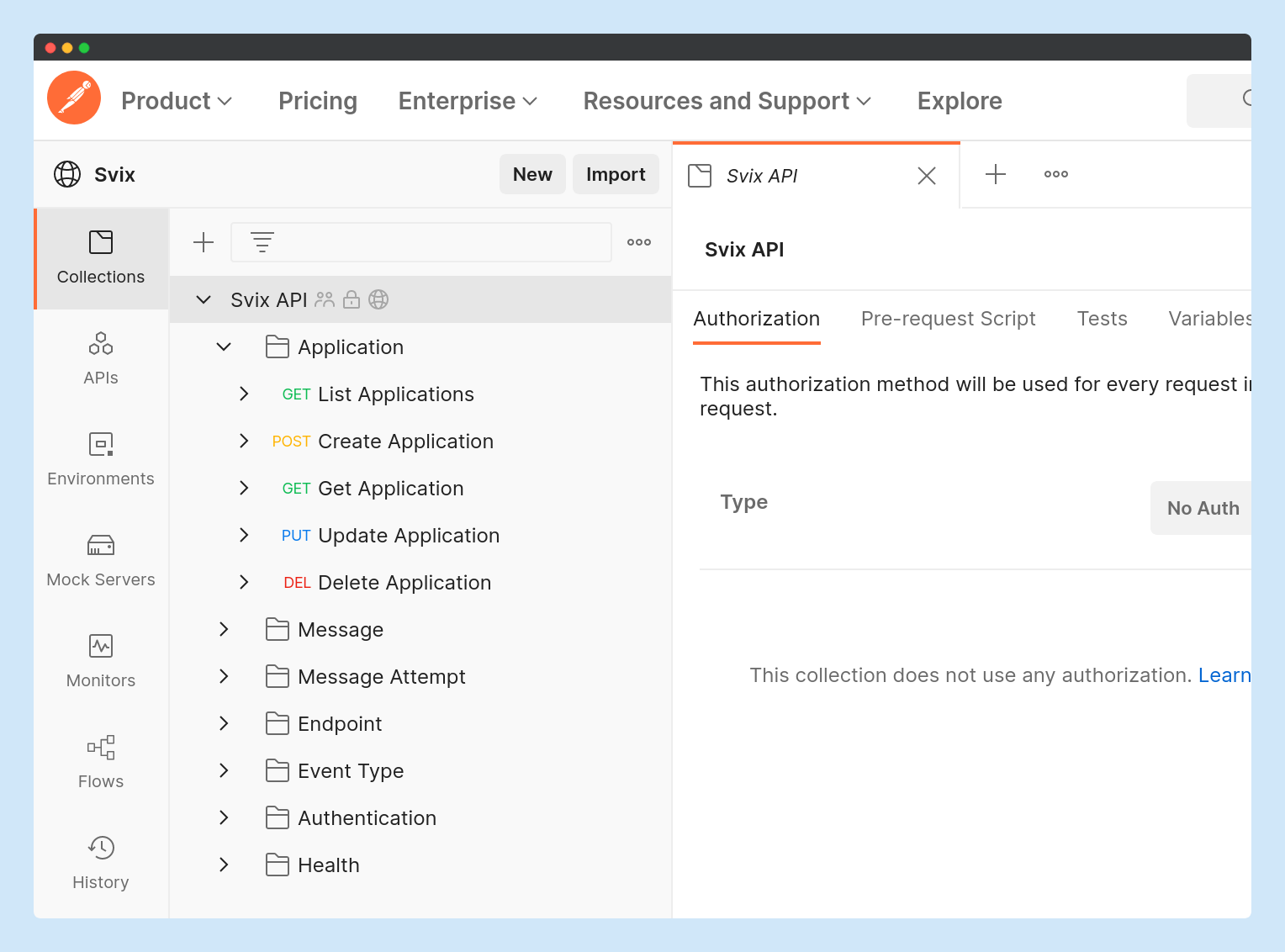 Svix postman collection